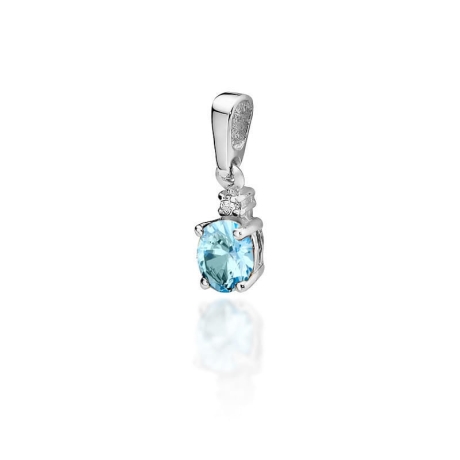 Przejdź do produktu Zawieszka z białego złota 585 z topazem i diamentem 0,014ct The Diamonds