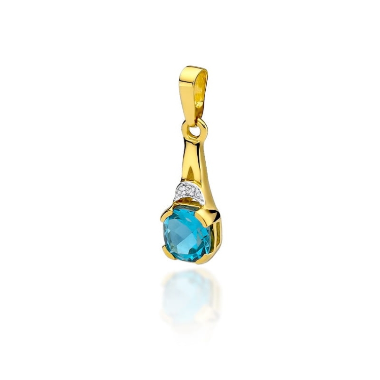 Zawieszka z żółtego złota 585 z topazem i diamentem 0,005ct The Diamonds BZ-40