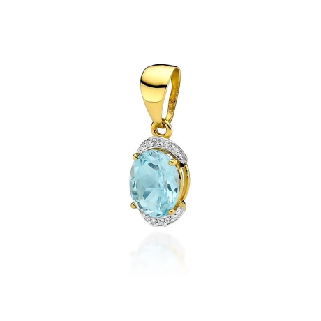 Przejdź do produktu Zawieszka z żółtego złota 585 z topazem i diamentami 0,04ct The Diamonds