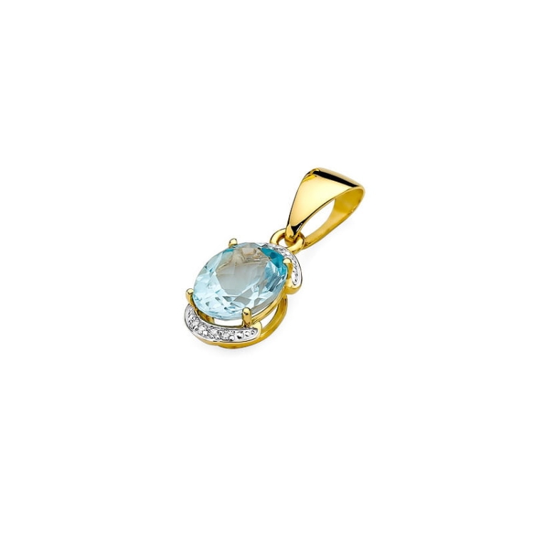 Zawieszka z żółtego złota 585 z topazem i diamentami 0,04ct The Diamonds BZ-150