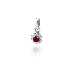 Zawieszka z białego złota 585 z rubinem i diamentami 0,09ct The Diamonds BZ-185-rubin-b