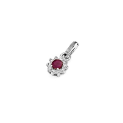 Zawieszka z białego złota 585 z rubinem i diamentami 0,09ct The Diamonds BZ-185-rubin-b
