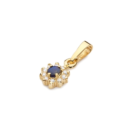 Przejdź do produktu Zawieszka z żółtego złota 585 z szafirem i diamentami 0,09ct The Diamonds