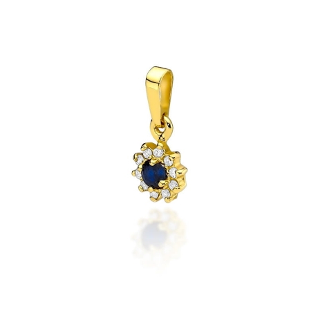 Przejdź do produktu Zawieszka z żółtego złota 585 z szafirem i diamentami 0,09ct The Diamonds