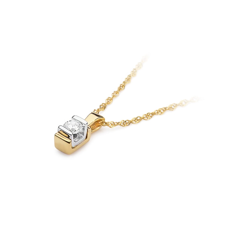 Zawieszka z żółtego złota 585 z diamentem 0,10ct The Diamonds BZ-343