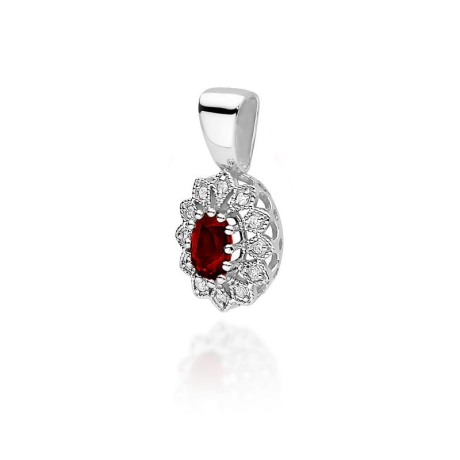 Przejdź do produktu Zawieszka z białego złota 585 z rubinem i diamentami 0,10ct The Diamonds