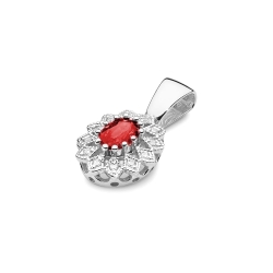 Zawieszka z białego złota 585 z rubinem i diamentami 0,10ct The Diamonds BZ-354-rubin-b