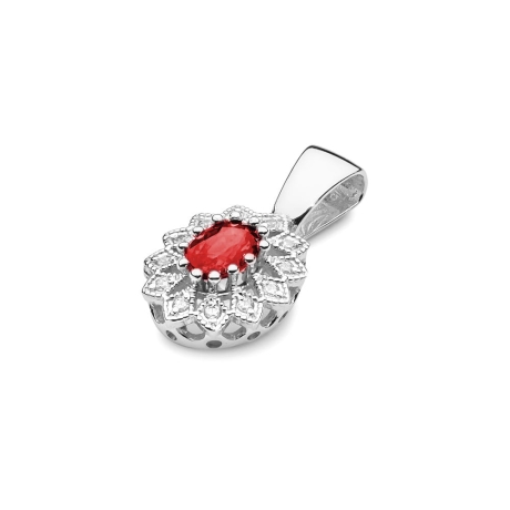 Przejdź do produktu Zawieszka z białego złota 585 z rubinem i diamentami 0,10ct The Diamonds