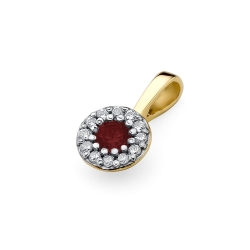 Zawieszka z żółtego złota 585 z rubinem i diamentami 0,10ct The Diamonds BZ-443-rubin