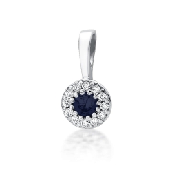 Zawieszka z białego złota 585 z szafirem i diamentami 0,10ct The Diamonds BZ-443-szafir-b