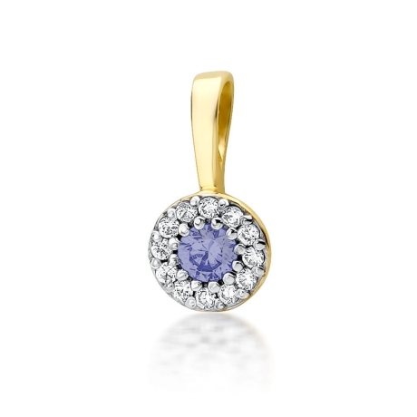 Przejdź do produktu Zawieszka z żółtego złota 585 z tanzanitem i diamentami 0,10ct The Diamonds 