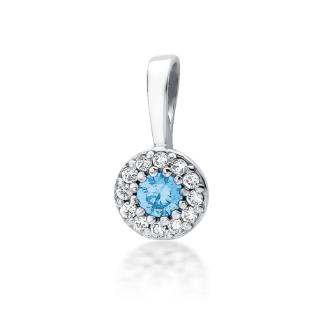 Przejdź do produktu Zawieszka z białego złota 585 z topazem i diamentami 0,10ct The Diamonds