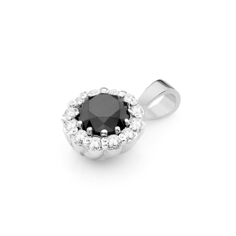 Przejdź do produktu Zawieszka z białego złota 585 z czarnym diamentem i diamentami 0,10ct The Diamonds