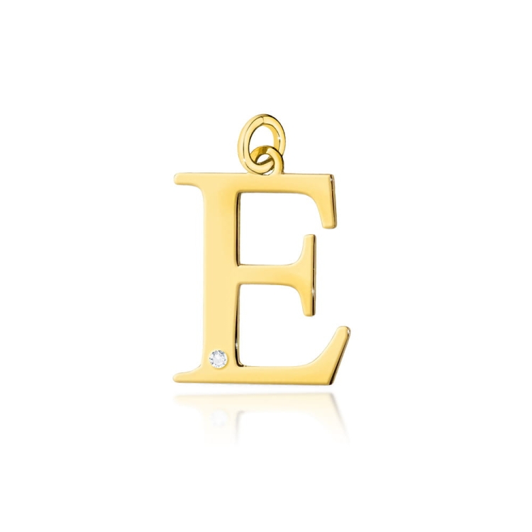 Zawieszka literka E z żółtego złota 585 z diamentem 0,005ct The Diamonds BZ-69-E