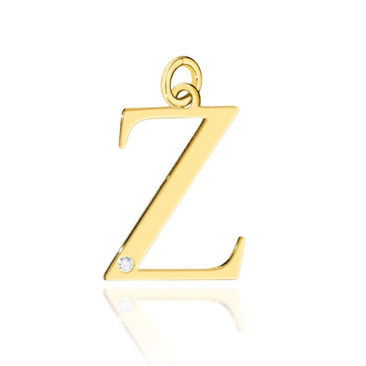 Zawieszka literka Z z żółtego złota 585 z diamentem 0,005ct The Diamonds BZ-69-Z