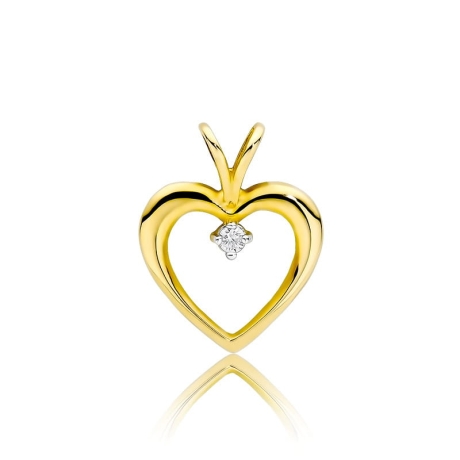 Przejdź do produktu Zawieszka z żółtego złota serce z diamentem 0,04ct The Diamonds