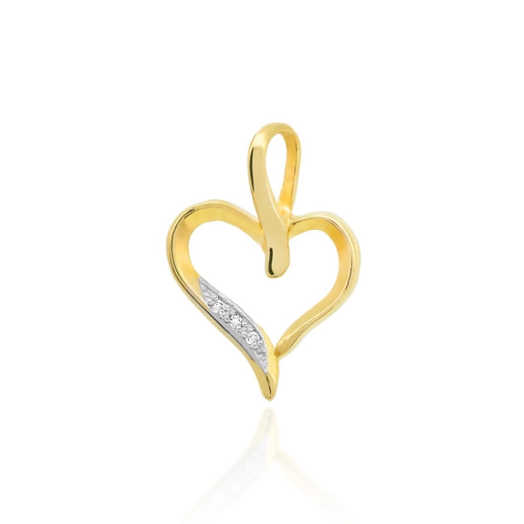 Zawieszka z żółtego złota serce z diamentami 0,015ct The Diamonds BS-6