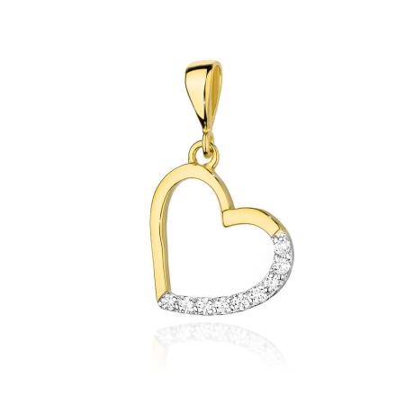 Przejdź do produktu Zawieszka z żółtego złota serce z diamentami 0,13ct The Diamonds