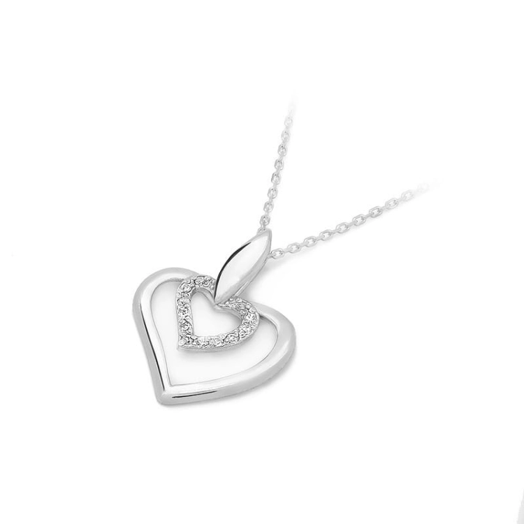 Zawieszka z białego złota serce z diamentami 0,06ct The Diamonds BS-16-b