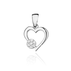 Zawieszka z białego złota serce z diamentami 0,06ct The Diamonds BS-21-b