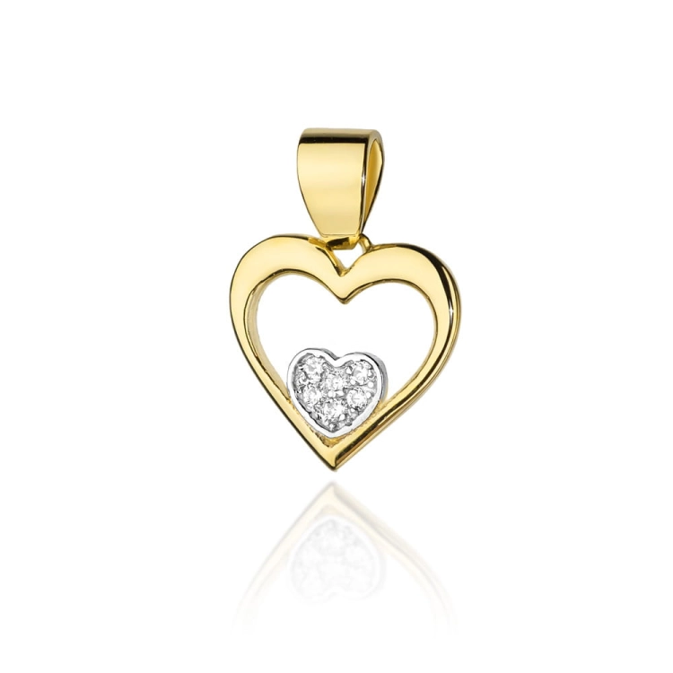 Zawieszka z żółtego złota serce z diamentami 0,05ct The Diamonds BS-22