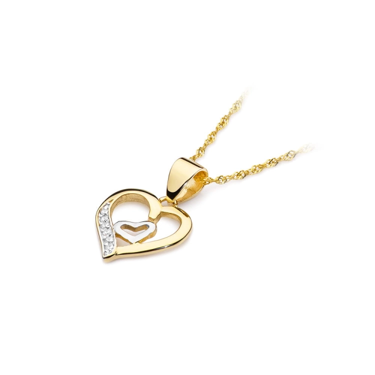 Zawieszka z żółtego złota serce z diamentami 0,05ct The Diamonds BS-24