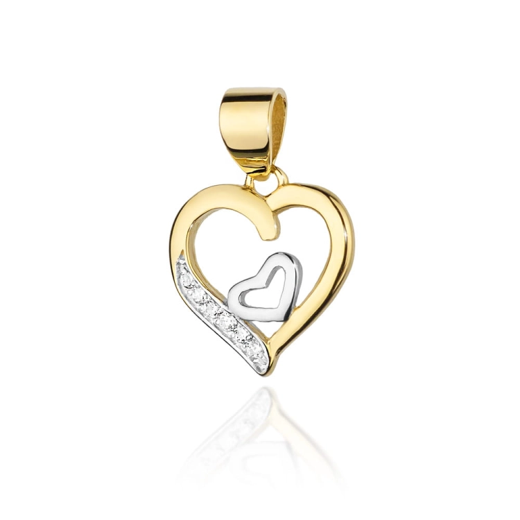 Zawieszka z żółtego złota serce z diamentami 0,05ct The Diamonds BS-24