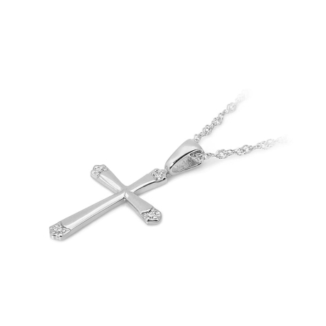 Przejdź do produktu Zawieszka z białego złota krzyż z diamentami 0,02ct The Diamonds