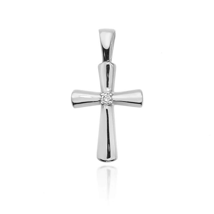Zawieszka z białego złota krzyż z diamentem 0,0145ct The Diamonds BK-3-b