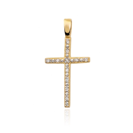 Przejdź do produktu Zawieszka z żółtego złota krzyż z diamentami 0,05ct The Diamonds 