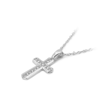 Przejdź do produktu Zawieszka z białego złota krzyż z diamentami 0,03ct The Diamonds