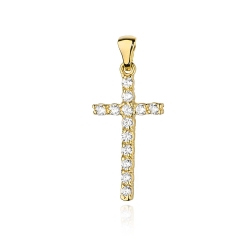 Zawieszka z żółtego złota krzyż z diamentami 0,39ct The Diamonds BK-6