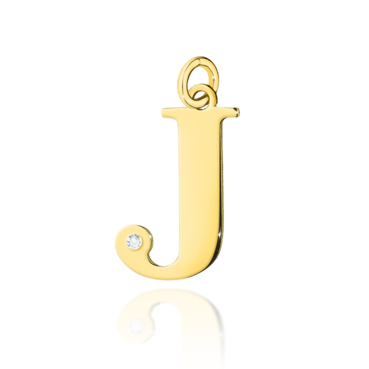 Zawieszka duża literka J z żółtego złota 585 z diamentem 0,005ct The Diamonds BZ-69-J-d