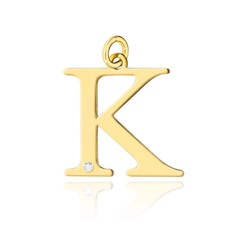 Zawieszka duża literka K z żółtego złota 585 z diamentem 0,005ct The Diamonds BZ-69-K-d
