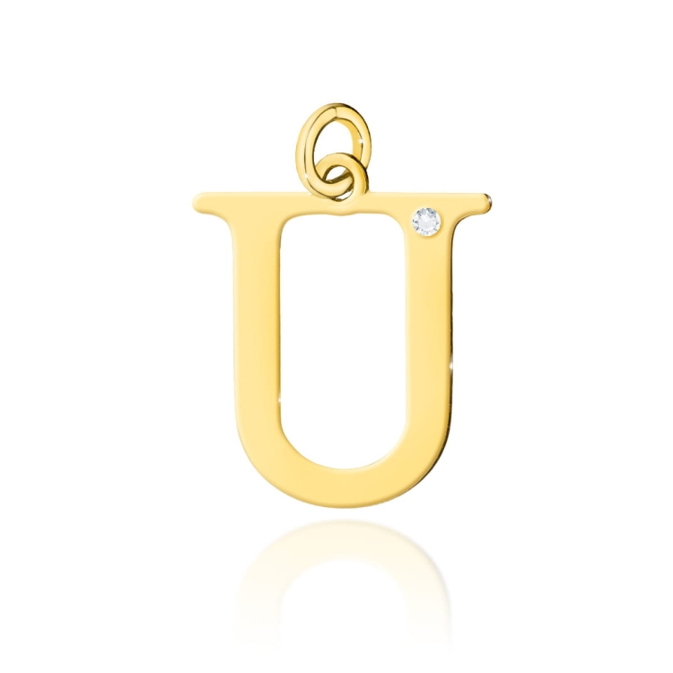 Zawieszka duża literka U z żółtego złota 585 z diamentem 0,005ct The Diamonds BZ-69-U-d