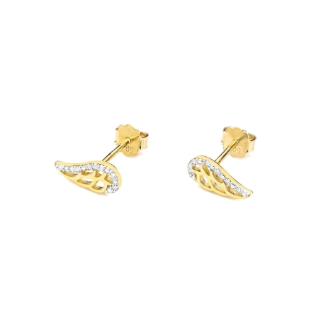 Przejdź do produktu Kolczyki z żółtego złota 585 z diamentami 0,06ct skrzydła The Diamonds