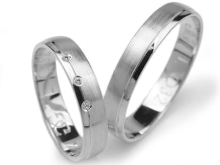 Obrączki ślubne z białego złota półokrągłe z cyrkoniami 4mm Lovely  L032-b