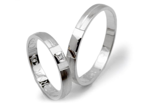 Obrączki ślubne z białego złota półokrągłe z cyrkonią 3mm Lovely L099-b