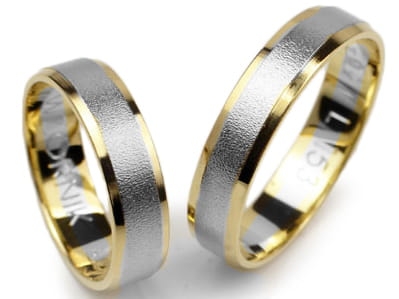 Dwukolorowe złote obrączki ślubne półokrągłe 5mm Lovely L153-k