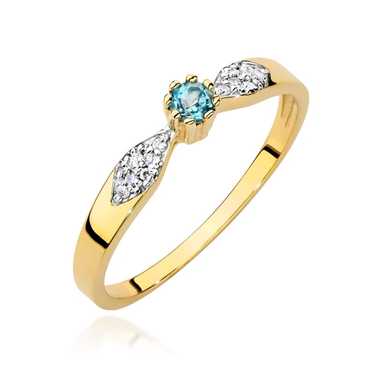 Pierścionek zaręczynowy z żółtego złota z topazem i diamentami 0,06ct Fire Of Love