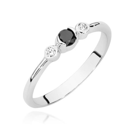 Przejdź do produktu Pierścionek zaręczynowy z białego złota z czarnym diamentem i diamentami 0,06ct Fire Of Love