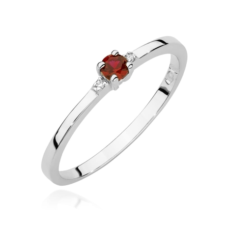 Przejdź do produktu Pierścionek zaręczynowy z białego złota z rubinem i diamentami 0,01ct Fire Of Love