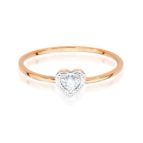 Przejdź do produktu Pierścionek zaręczynowy z różowego złota z diamentem 0,02ct serce Fire Of Love