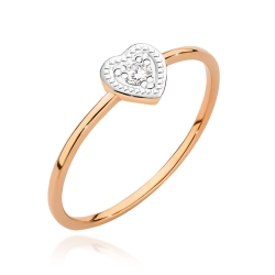 Pierścionek zaręczynowy z różowego złota z diamentem 0,02ct serce Fire Of Love
