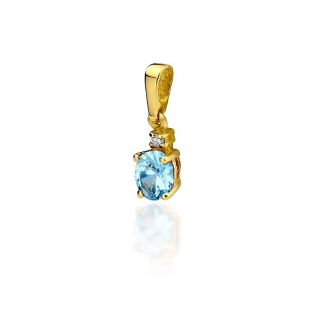 Przejdź do produktu Zawieszka z żółtego złota 585 z topazem i diamentem 0,014ct The Diamonds