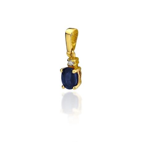 Przejdź do produktu Zawieszka z żółtego złota 585 z szafirem i diamentem 0,014ct The Diamonds 