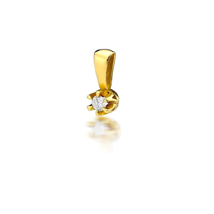 Zawieszka z żółtego złota 585 z diamentem 0,12ct The Diamonds