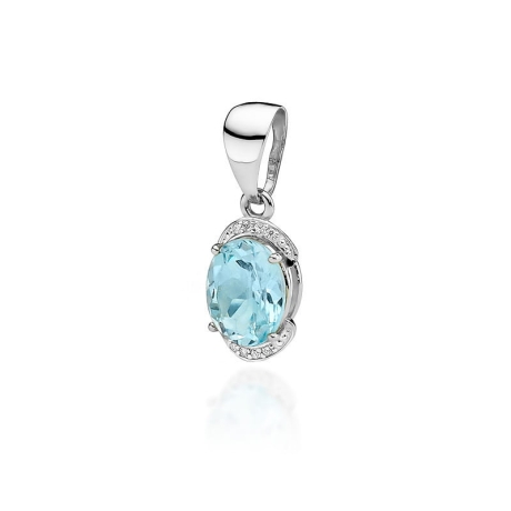 Przejdź do produktu Zawieszka z białego złota 585 z topazem i diamentami 0,04ct The Diamonds