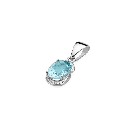Przejdź do produktu Zawieszka z białego złota 585 z topazem i diamentami 0,04ct The Diamonds