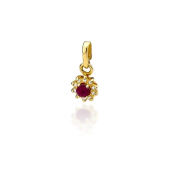 Zawieszka z żółtego złota 585 z rubinem i diamentami 0,09ct The Diamonds